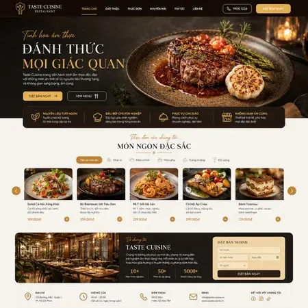 Mẫu giao diện website Website nhà hàng (Taste Cuisine) tại Đà Lạt