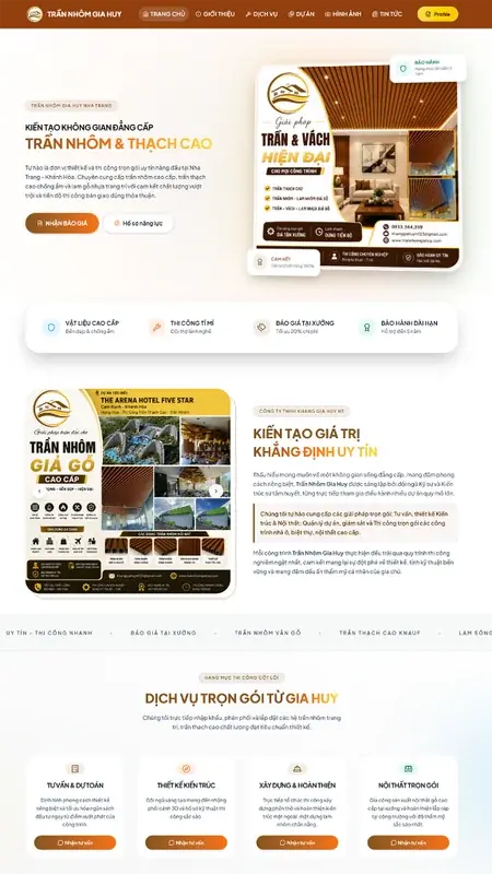 Mẫu giao diện website Website Trần Nhôm & Thạch Cao (Gia Huy) tại Đà Lạt