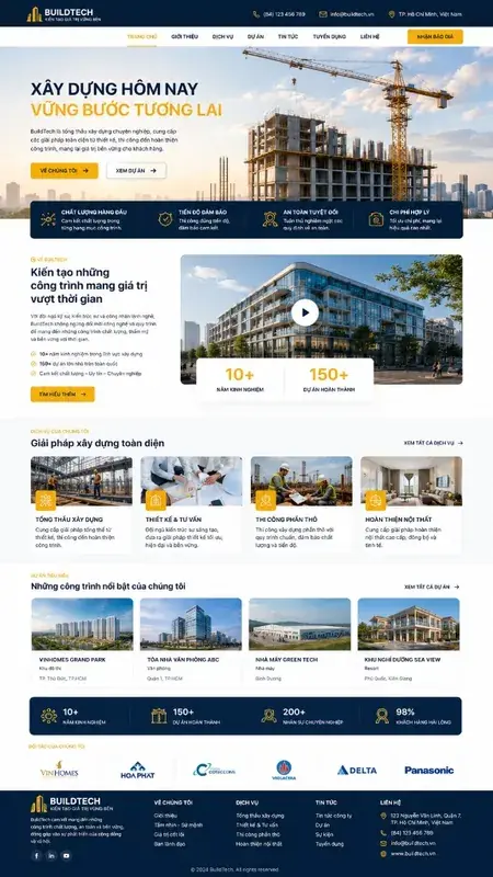 Mẫu giao diện website Website thi công xây dựng (BuildTech) tại Đà Lạt