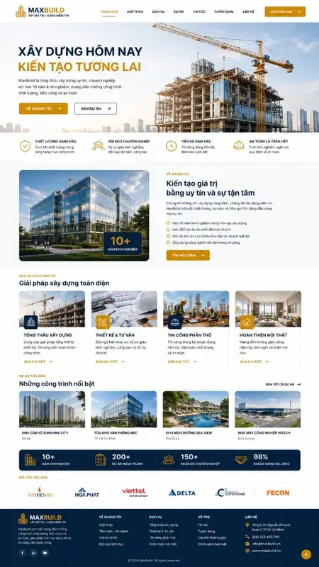 Mẫu giao diện website Website tổng thầu xây dựng (MaxBuild) tại Đà Lạt